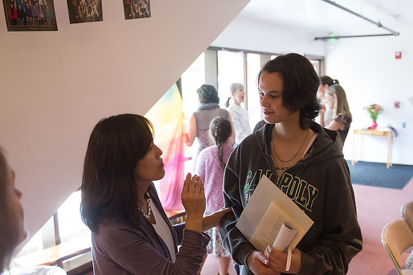 with her japanese teacher, Lin Sensei